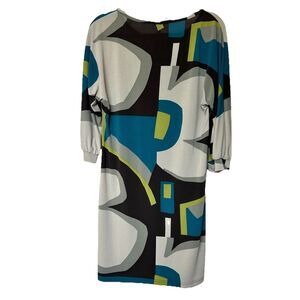Uncle Frank Dress Med Midi Multicolor Bold Abstract Groovy Retro Made in USA